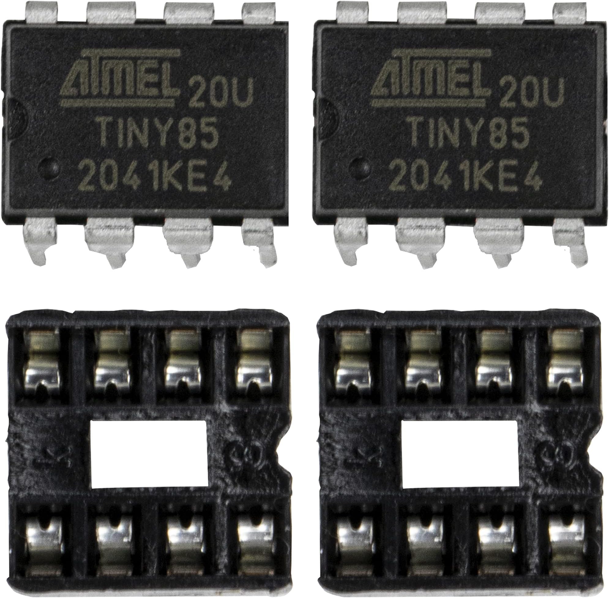 whiteeeen 2pcs ATTINY85-20U ATTINY85-20PU and IC Socket