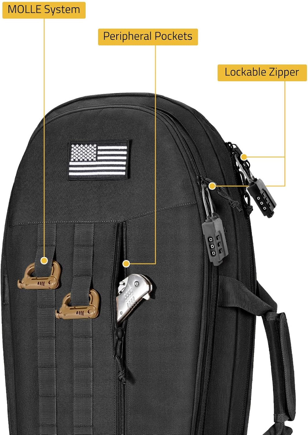 CVLIFE 30'' Soft Rifle Case, Rifle Bag Sling Backpack Bag with Padded Shoulder Strap and Lockable Zippers, Molle System for Hunting and Shooting