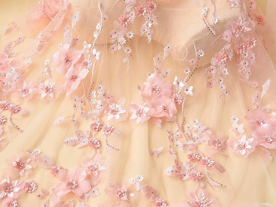 Amazon.com: Exquisite Pink Bridal Lace Fabric by 1 Yard