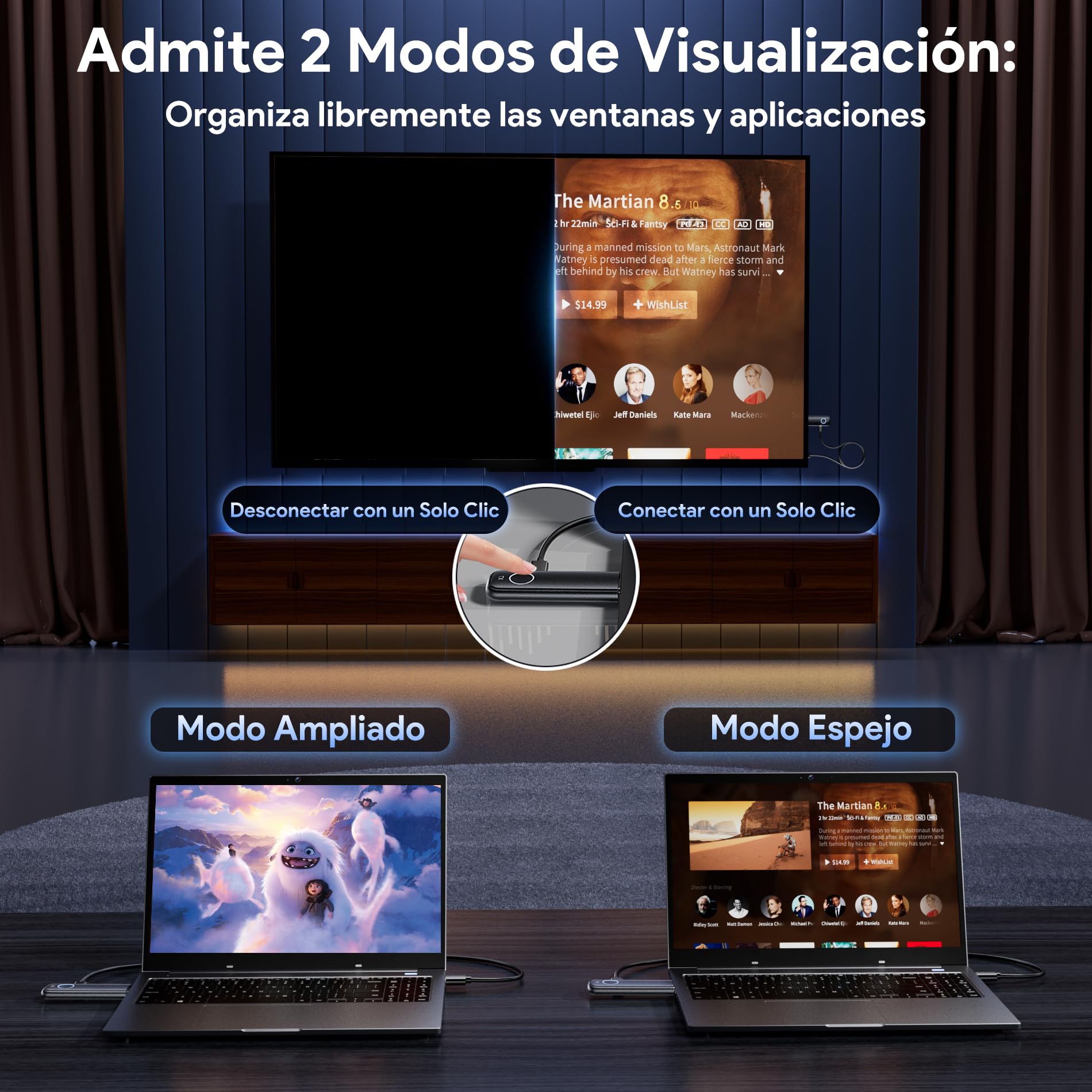 Aceele Transmisor y Receptor HDMI Inalámbrico, Decodificación 4K Salida 1080P, 2.4G/5.8G Extensor HDMI con 165FT de Alcance de Transmisión para PC/DV/HDTV/Proyector/TV Box, No Necesita App/Bluetooth