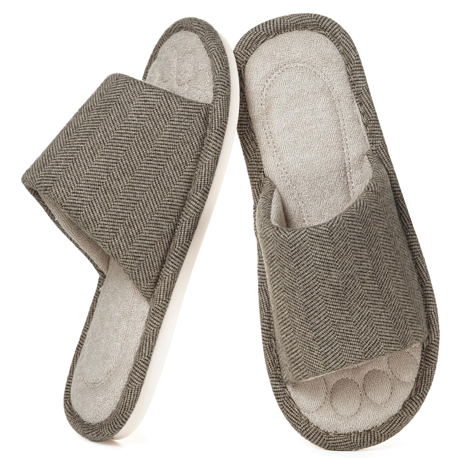 Zapatillas Casa Mujer Hombre Cómoda Espuma de Memoria Transpirable Algodón Pantuflas Punta Abierta Antideslizante Slippers Verano