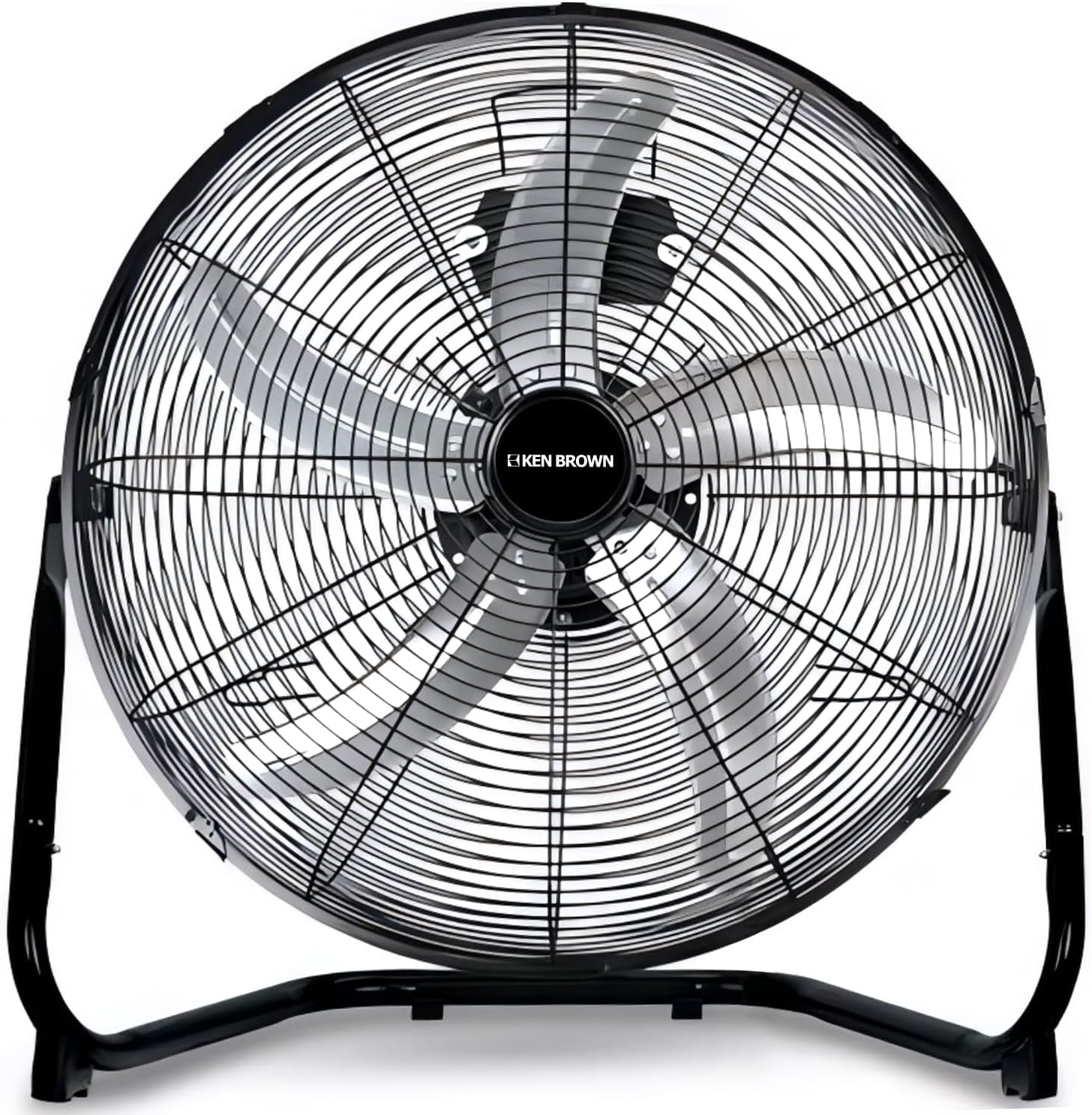 KEN BROWN 20 Inch High Velocity Floor Fan, Industrial Metal Fans, 3 Speed, 5 Aluminum Blades, 360° Tilt, Heavy Duty, for Shop, Garage, Warehouse, Outdoor