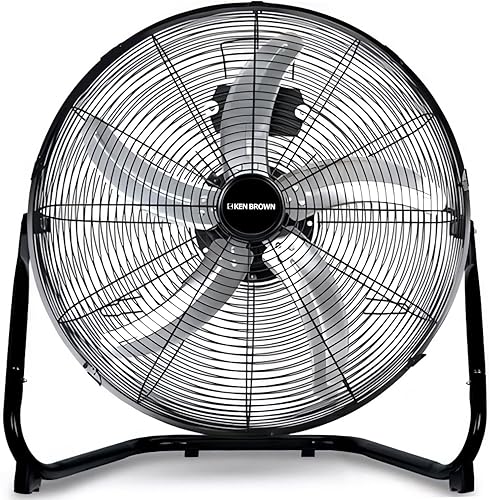 Miniatura 10 de KEN BROWN Ventilador industrial de 24 pulgadas, ventilador de tambor de piso de alta velocidad, resistente, 9500 CFM, 8 cuchillas, 3 velocidades