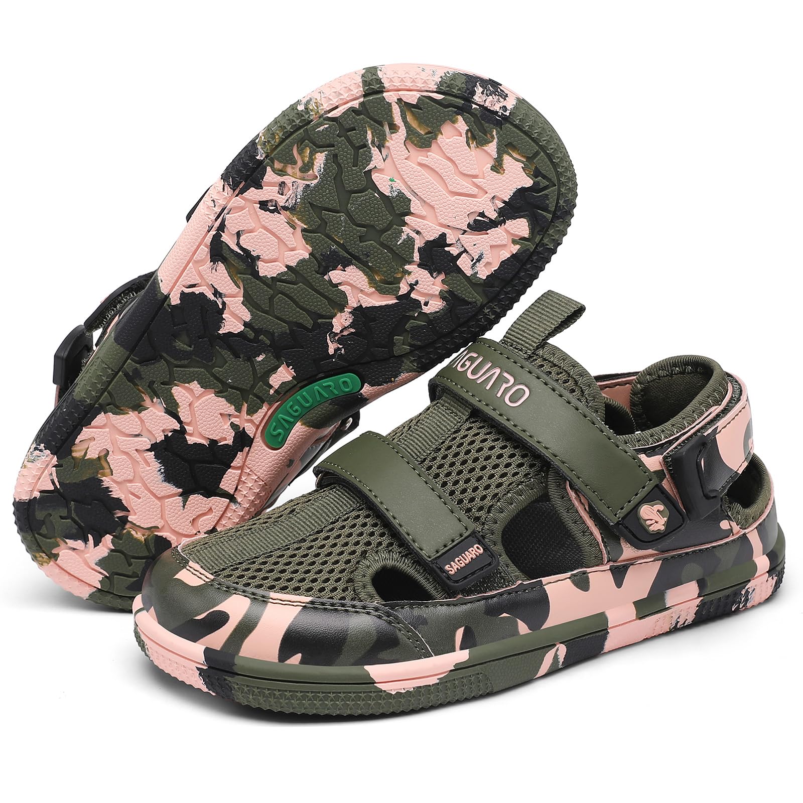 SAGUARO Boys Sandals Barefoot Cangrejeras - Closed Toe & Velcro & Wide Toe, 25-36