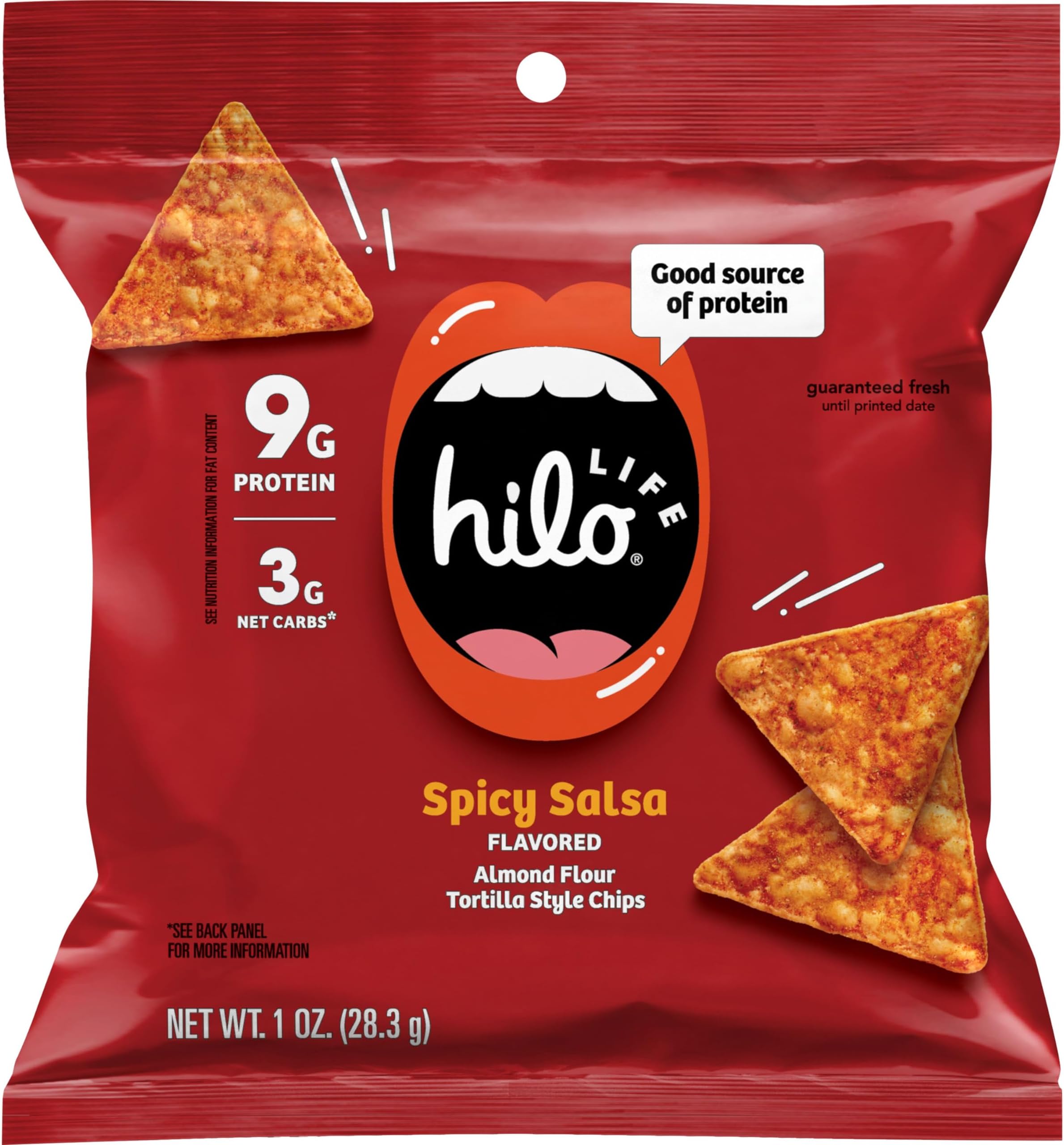 Hilo Life Low Carb Keto Friendly Tortilla Chip Snack Bags, Spicy Salsa, 1 Ounce (Pack of 12)