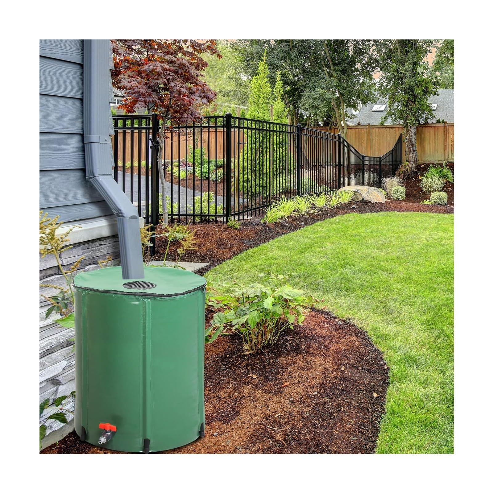 Tanque de Almacenamiento de Agua para Exteriores Rain Barrel de 380 l con Filtro, Sistema portátil de recolección de Agua de Lluvia para riego y Almacenamiento de Jardines (Verde)