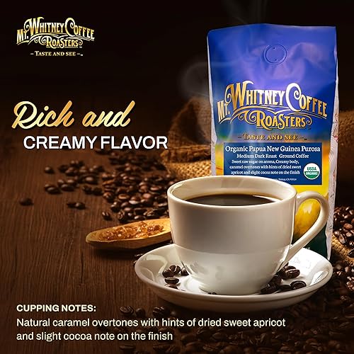 Miniatura 2 de Mt. Whitney Papúa Nueva Guinea orgánica, tostado medio oscuro, café bajo en ácido (molido, 2 libras)