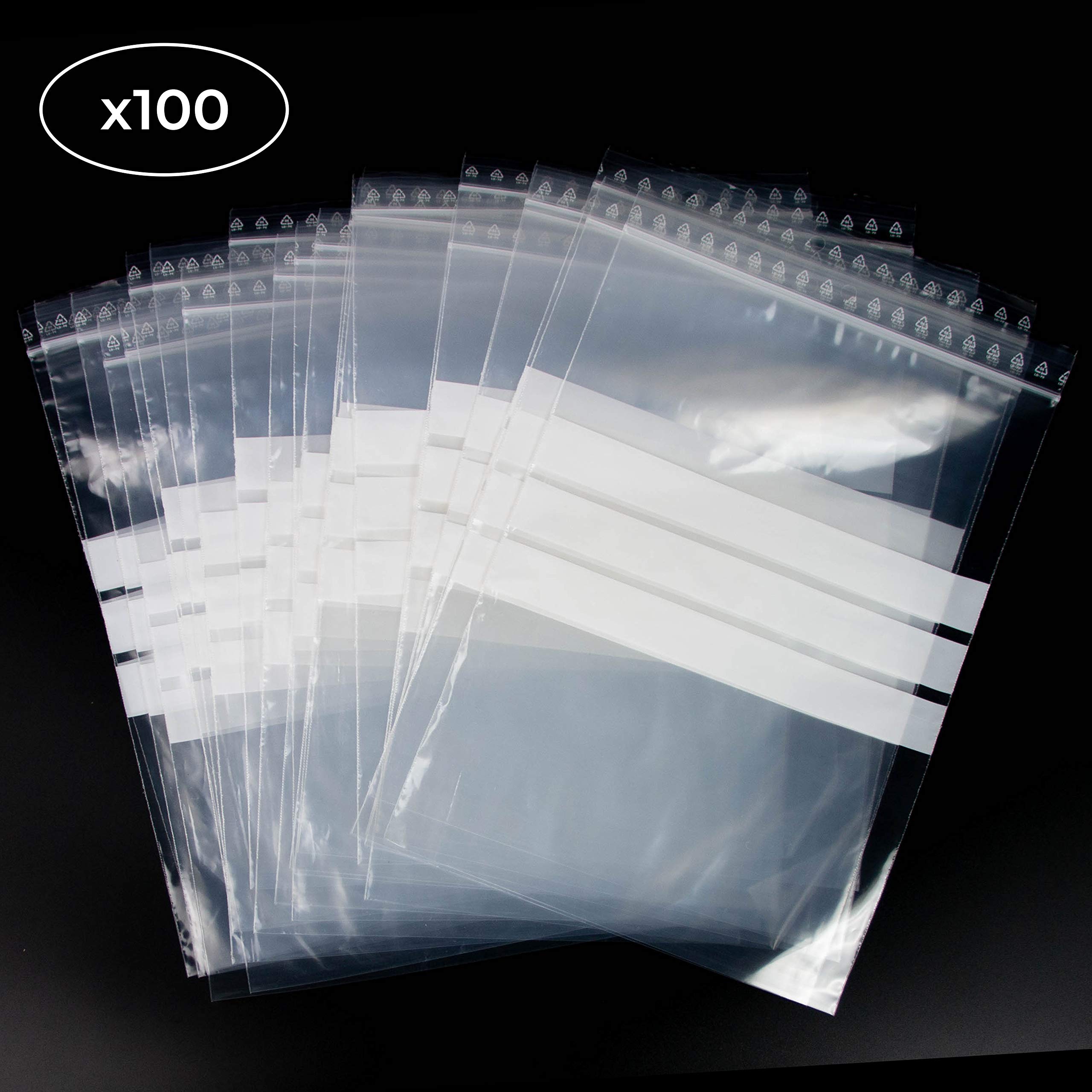 100 Sacchetti Trasparenti Extra Resistenti Con Manici - 25,4x38,1x45,7 Cm, Blu Trasparente, 30 Micron, In Plastica Riciclata, Per Rifiuti, Ufficio, Spesa E Asporto - 3