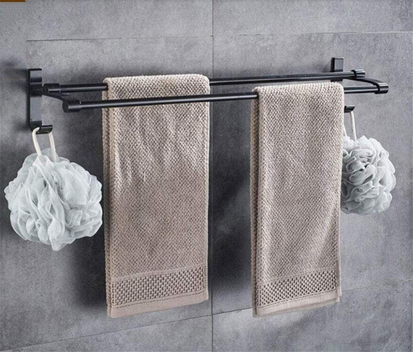 FGXHHS Bathroom Punch-free Towel rack,Space aluminum Thicken rail,Kitchen hanging rod,Super load-bearing Anti-rust towel bar -F 60cm(24inch)