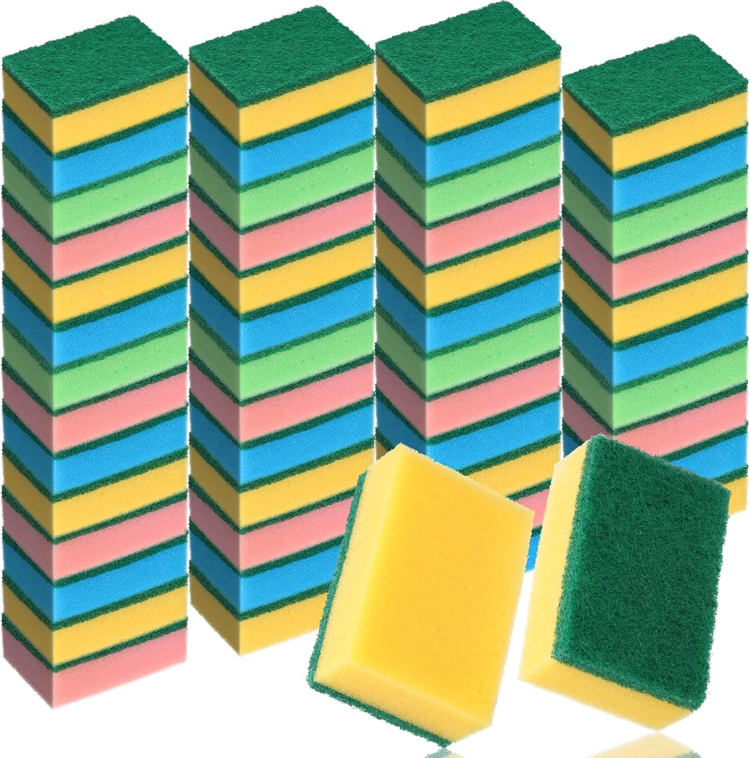 Patelai 100 Pcs Heavy Duty Cleaning Scrub Sponges for