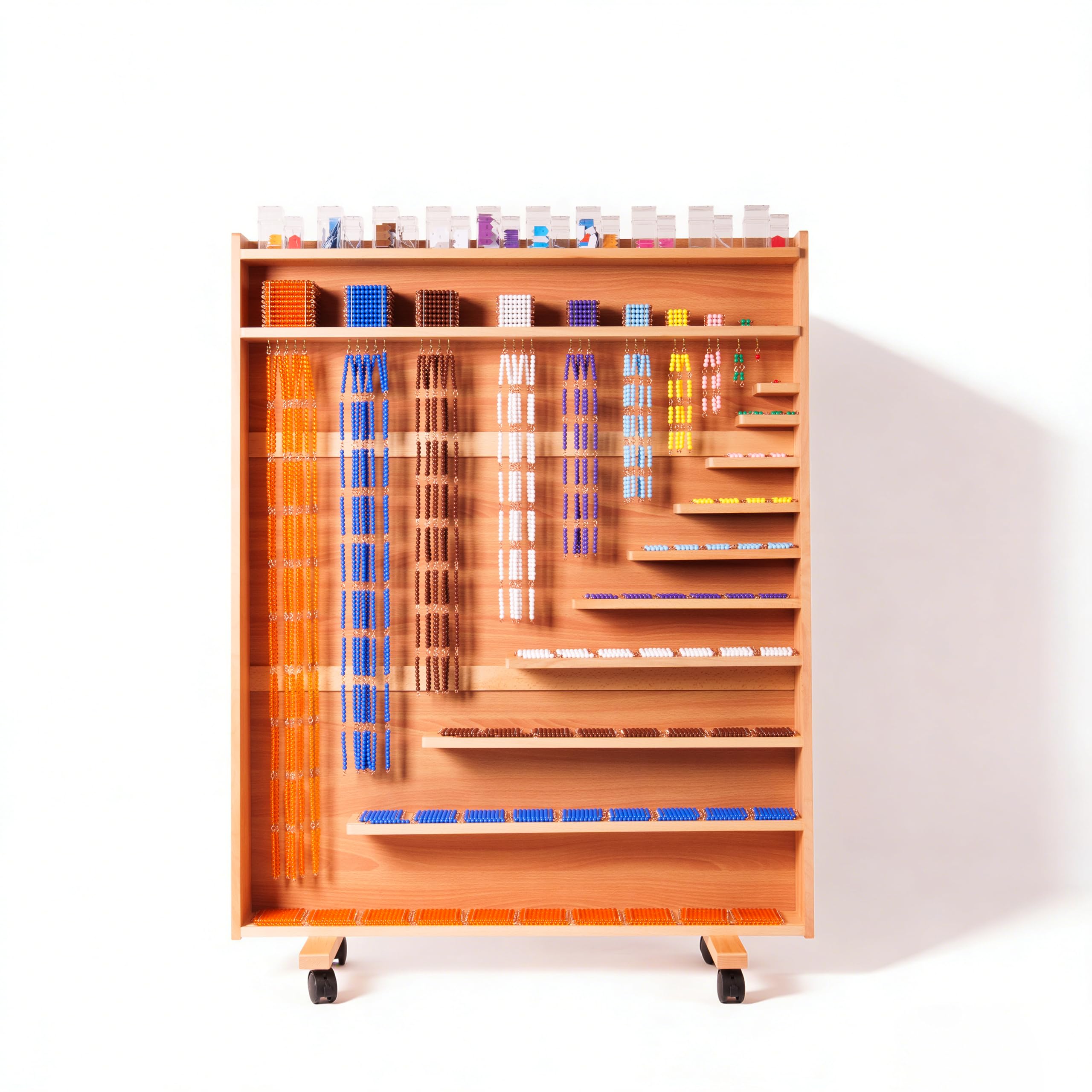 Montessori Mathematik Materialien – Holz Lernspielzeug für Zahlen & Rechnen, Vorschule & Grundschule, Homeschool & Klassenzimmer ab 3 Jahren (Montessori Perlenregal)
