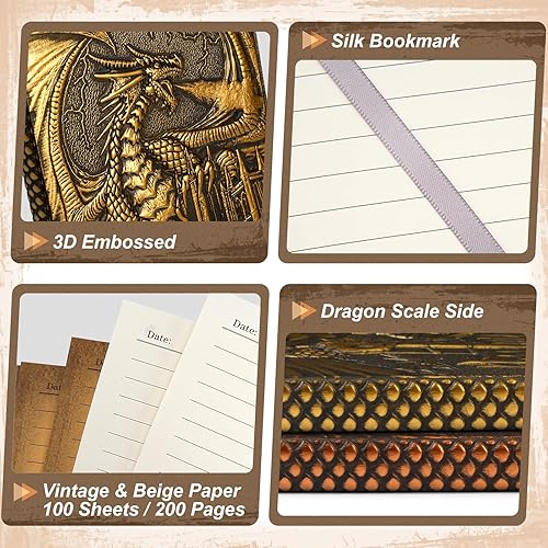 Miniatura 3 de Cuaderno de escritura 3D Dragon DND, libro de cuero de fantasía D&D, para regalos de mazmorras y dragones, accesorios para amantes del RPG, 200