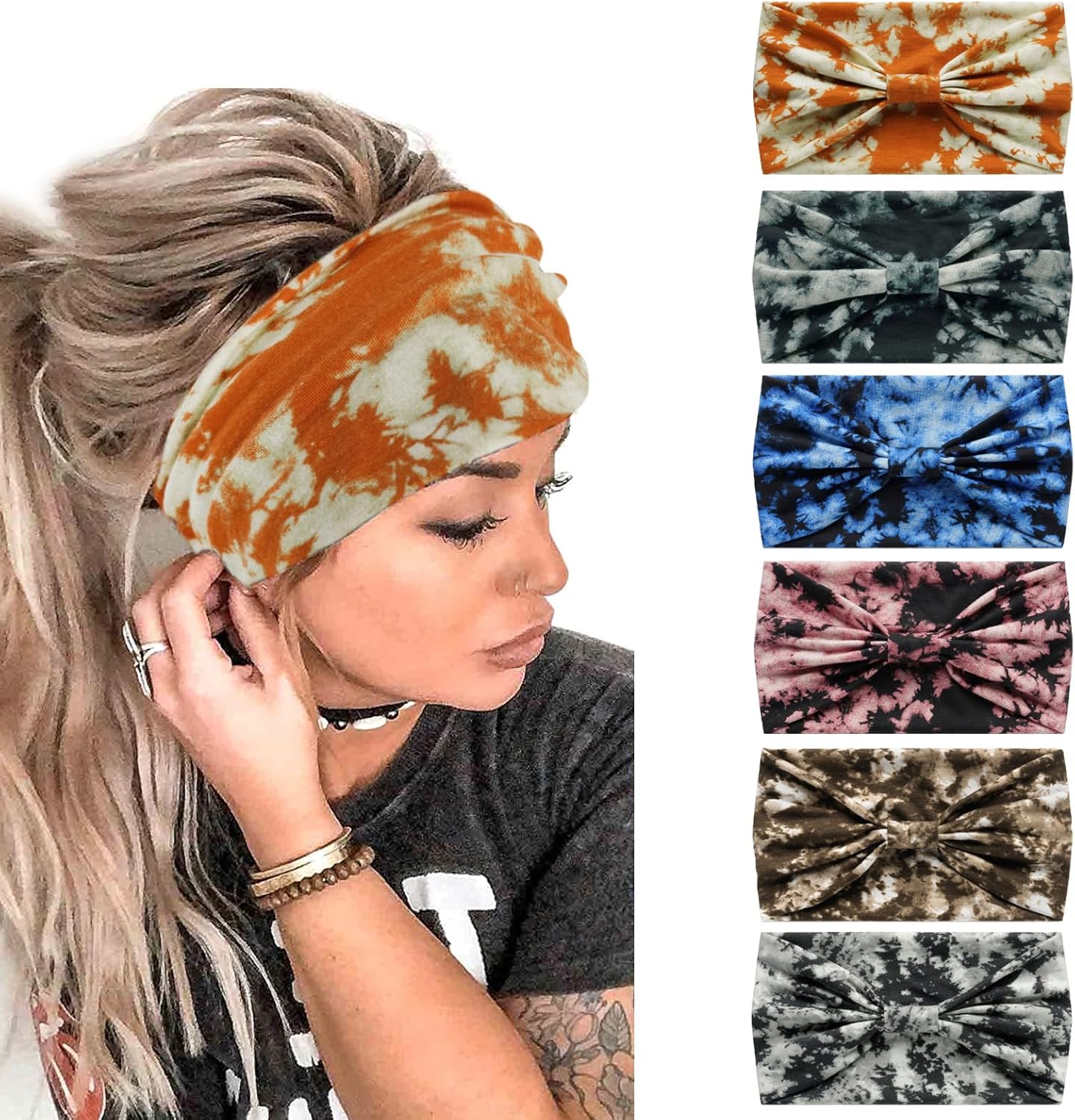 Head Scarfs for Women Wide Headbands Boho Fashion Knotted Head Bands for Adult Women Yoga Sport Hairbands Hair Accessories (6WDryColor3) Head Scarfs for Women Wide Headbands Boho Fashion Knotted Head Bands for Adult Women Yoga Sport Hairbands Hair Accessories (6WDryColor3)