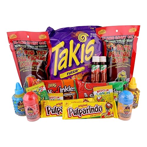 Chamoy Pickle Kit para 2 con Takis de Happy Packs Pepinillos con Chamoy Incluye 2 pepinillos de Chamoy Paquete variado de dulces mexicanos
