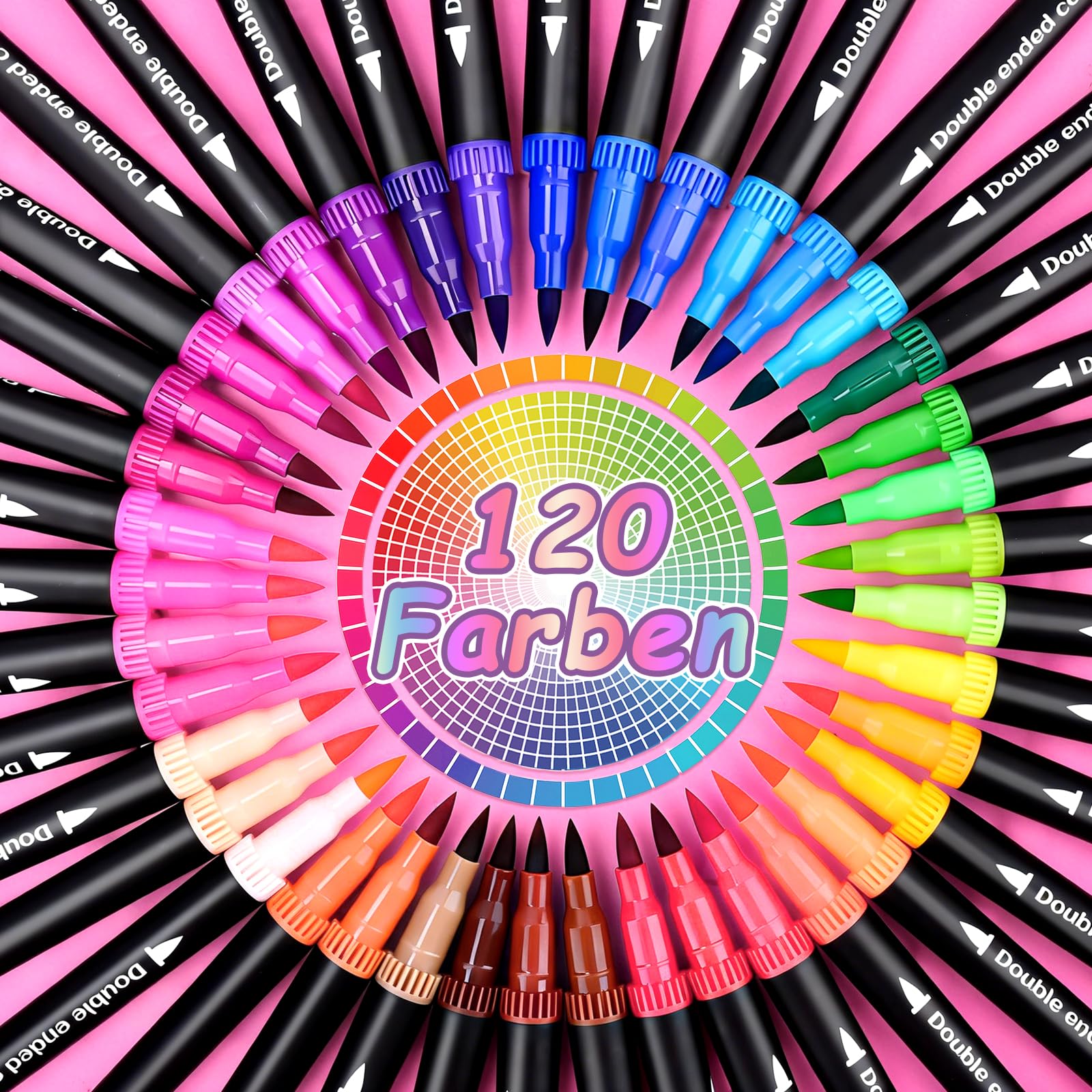 120 Farben Filzstifte Dual Brush Pinselmarker, Dual Brush Pen Set Filzstifte Feine Spitze & Pinselspitze für Erwachsene, Fineliner Set Malstifte für Ausmalen, Malbücher, Manga Handlettering
