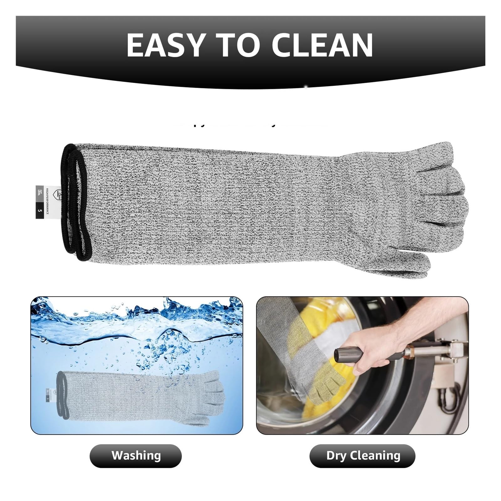 Gartenhandschuhe Schnittfeste Ärmel, Sicherheits- und Durchstichschutzhandschuhe mit vollem Finger, atmungsaktiv, langer Armschutz for den Armarbeitsschutz(3 Pairs)