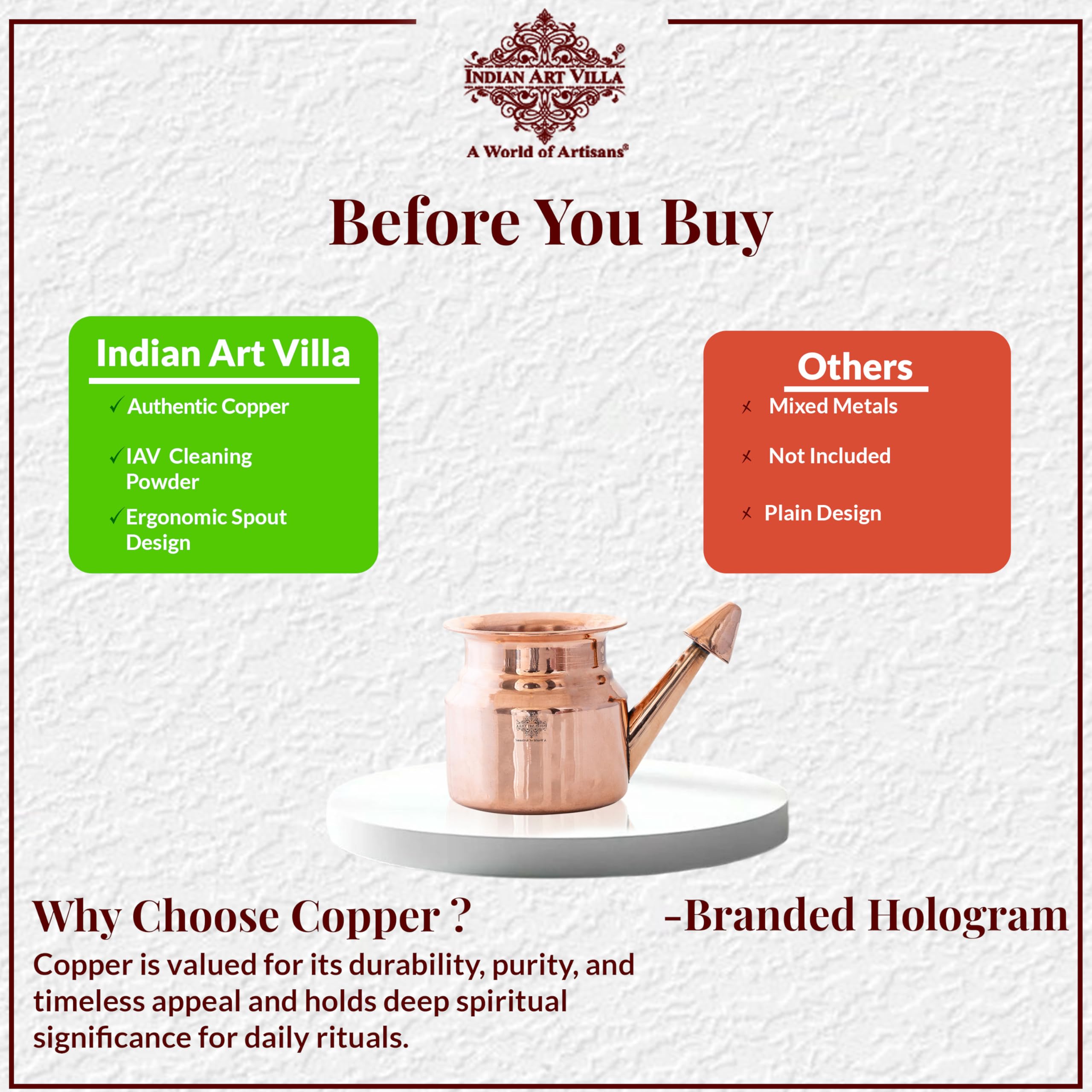 Pure Copper Neti Pot - Sinus Relief & Ayurveda -9