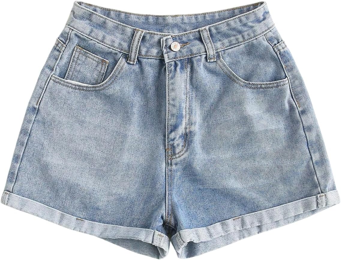 GORGLITTER Women's Denim Jean Shorts Trendy High Waisted Shorts Jorts