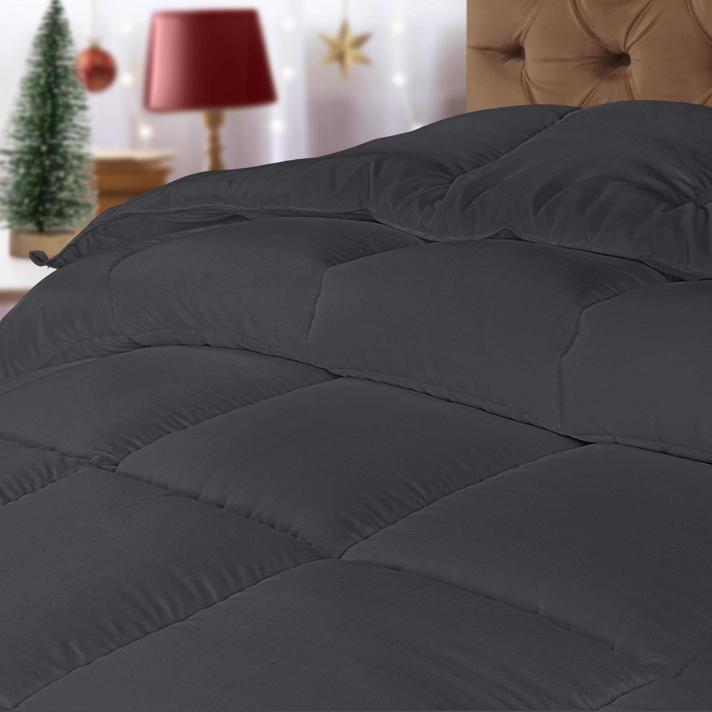 Utopia Bedding Piumone - Piumino Singolo - Piumino Letto Singolo - Trapunta Singolo 100% Microfibra in Fibra Cava - (Grigio, 155 x 220 cm-370 gsm)