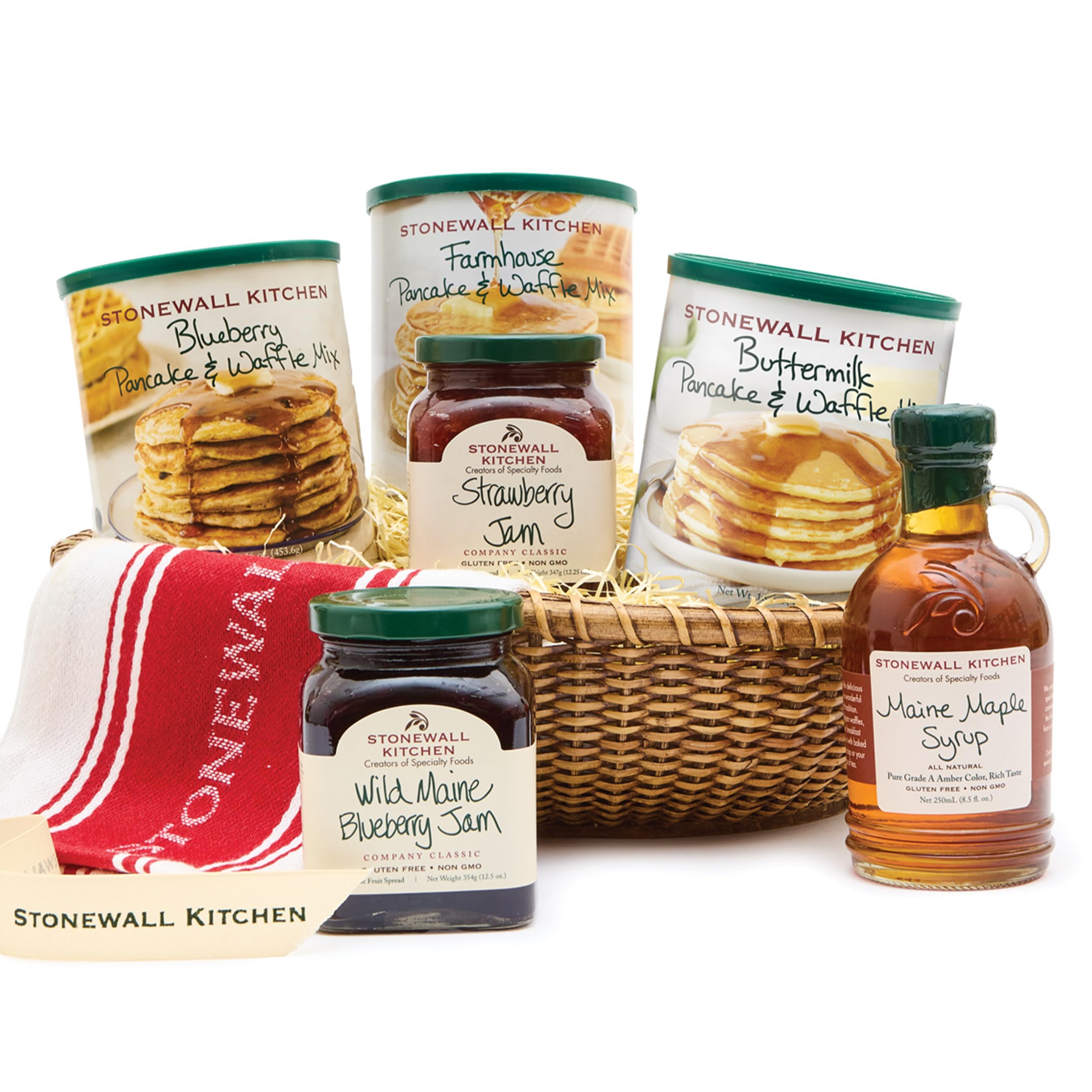 Stonewall Kitchen, Morning Favorites 7-Piece Gift Set with Reusable Basket