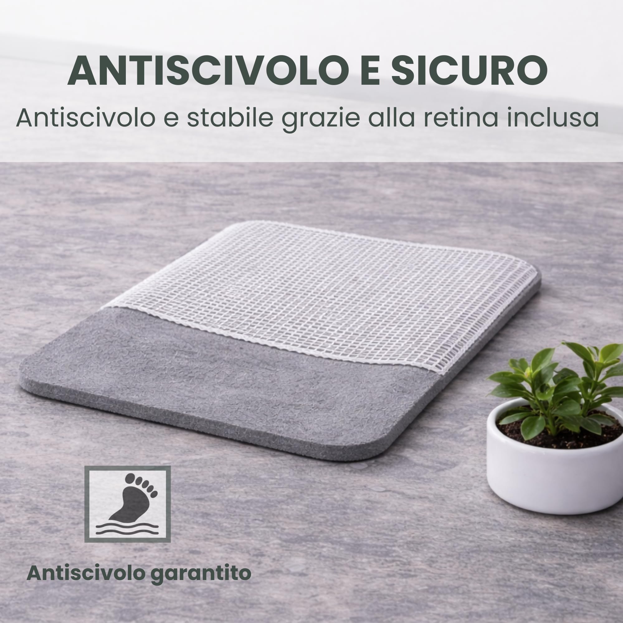 Tappeto da Bagno Antiscivolo in Pietra 40x30 cm – Super Assorbente, Antimuffa e Anti Odore, Asciuga Rapido e Igienico