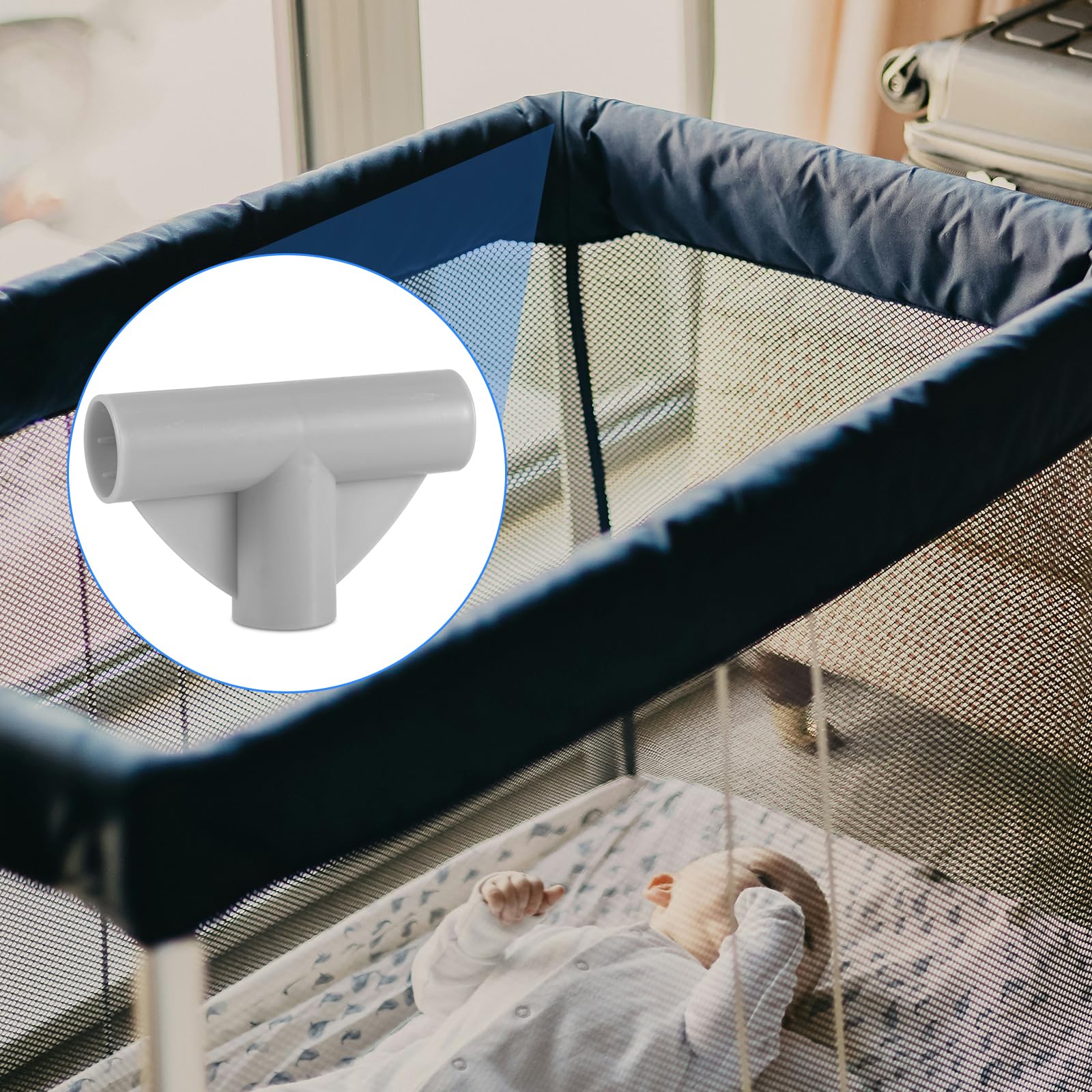 2 giunti T per box bambini, diametro 2 cm, connettori di ricambio, accessori cortile (grigio)