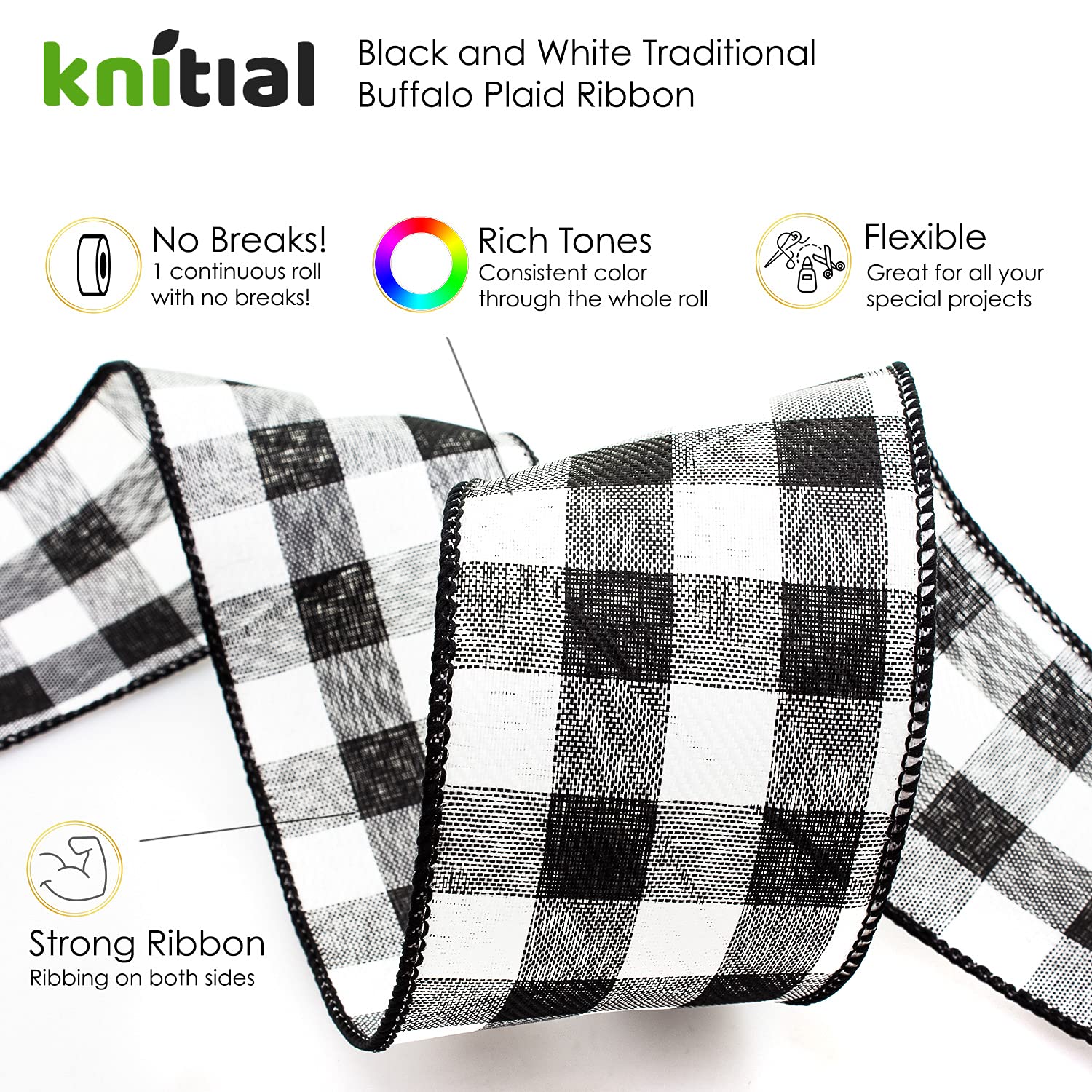 Snapklik.com : Knitial Traditional Buffalo Plaid Wired Ribbon 2-1/2 ...