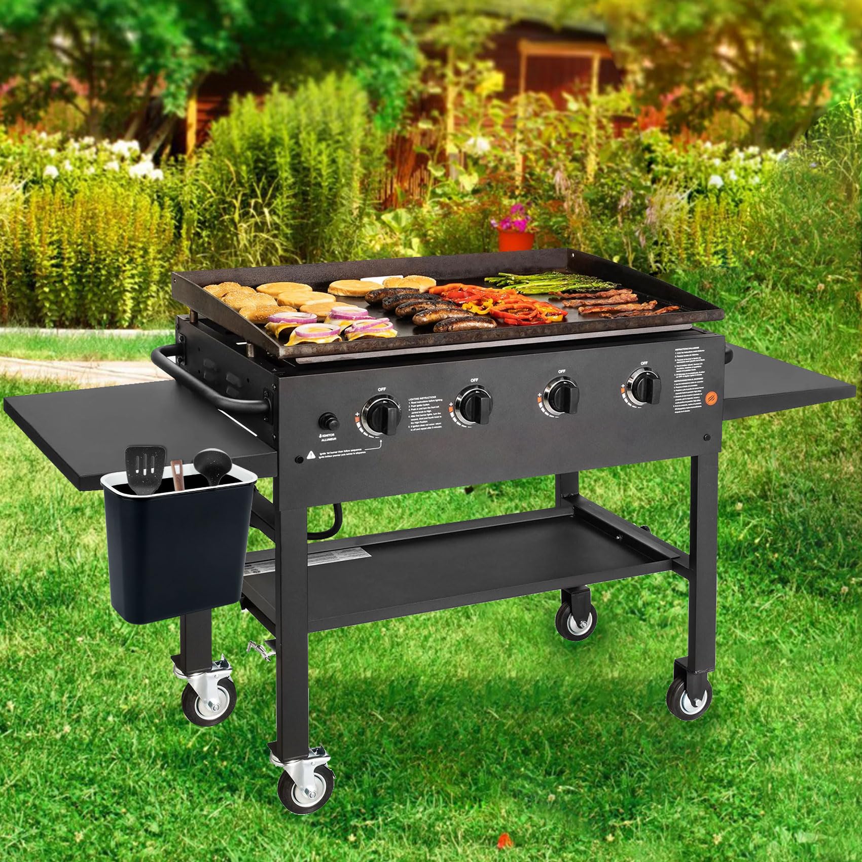 onlyfire Poubelle Suspendue Cuisine, 8L Poubelle Magnétique Murale Cuisine pour Gril à gaz BBQ, Portes D'armoires Placard, Salle de Bain, Noir