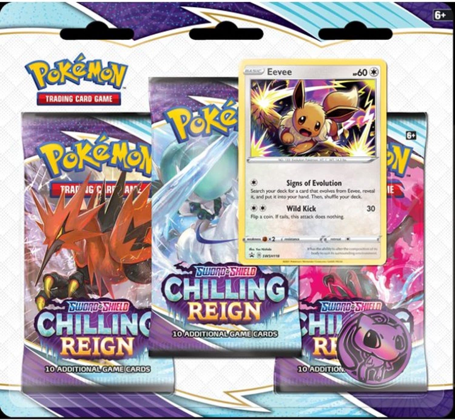 Pokemon Cards: SAS6 Chilling Reign 3PK Blister- Eevee