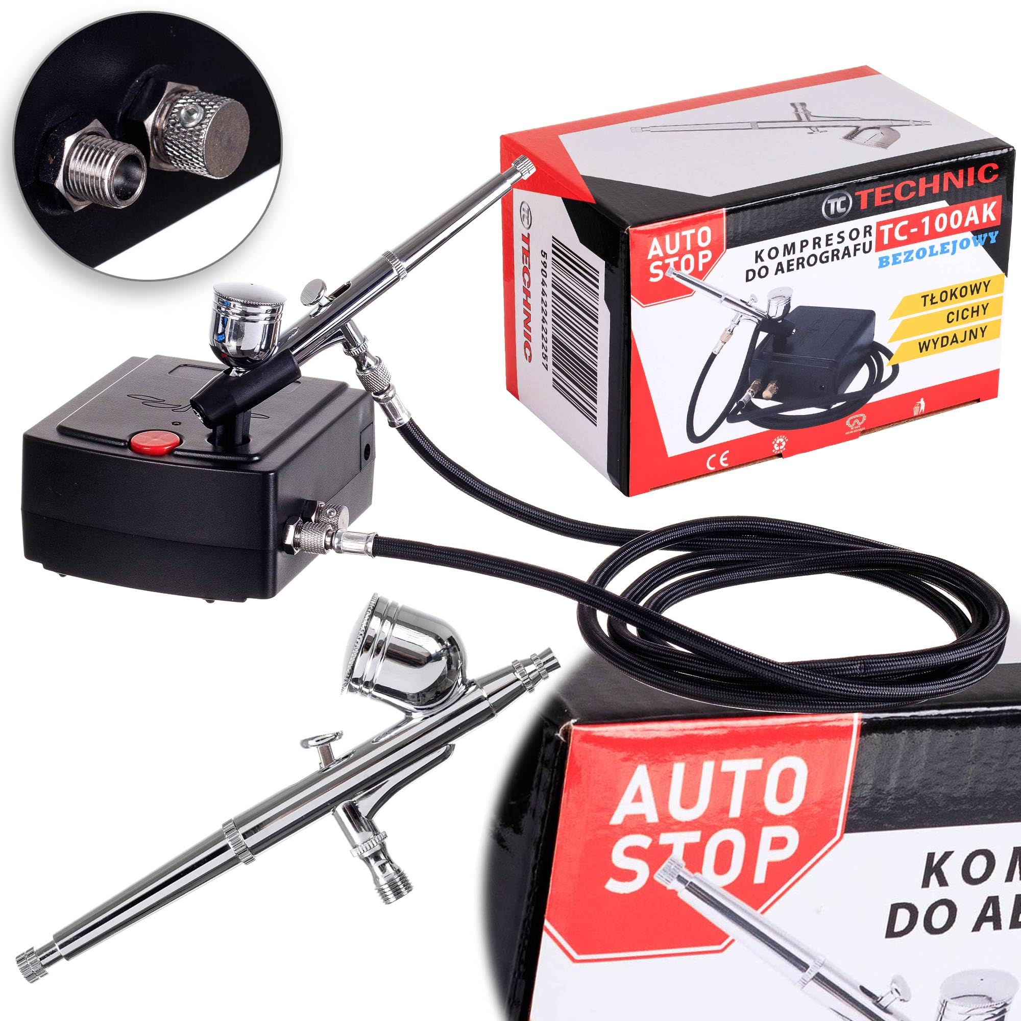 Mini compressore aerografo completo con aerografo 0,3 Double Action AUTO START/STOP