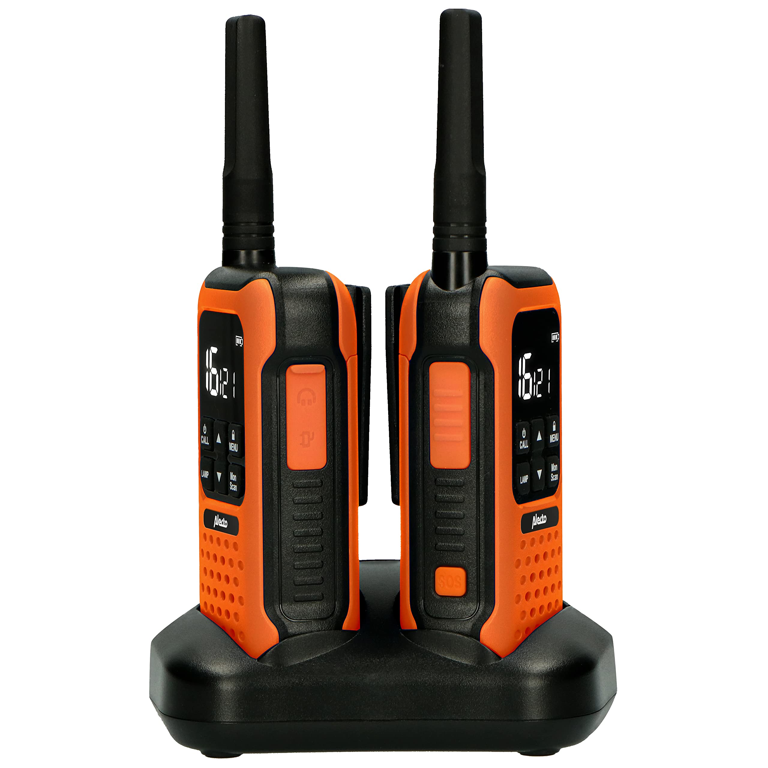 Alecto FR300 Walkie Talkie pour Enfants - Équipement Radio, portée de 10 km - Walky Talky avec canaux IPX4-16 - Fonction VOX 2,5 mm - Orange