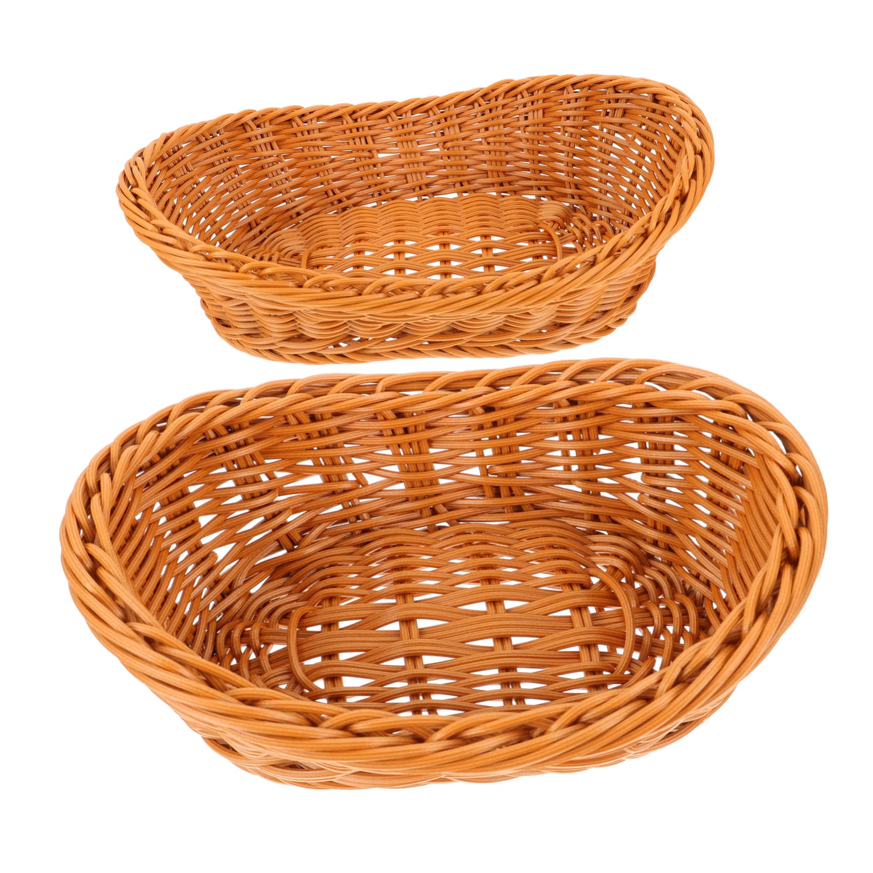 BRIGHTFUFU 2pcs Fruit Basket Home Woven Basket Square Dinner Plates Fruit Container Bowls Storage Bins Baskets Fruit Bowl Candy Food Organizer Basket Seagrass Nut Tray Brown Plastic re-usable