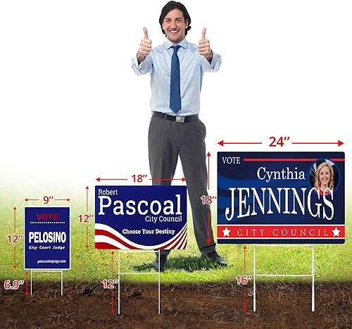 Vista 3 de Anley Letrero personalizado para patio con estaca – Cartel de patio corrugado en blanco personalizado para negocios, venta, casa abierta, cumpleaños