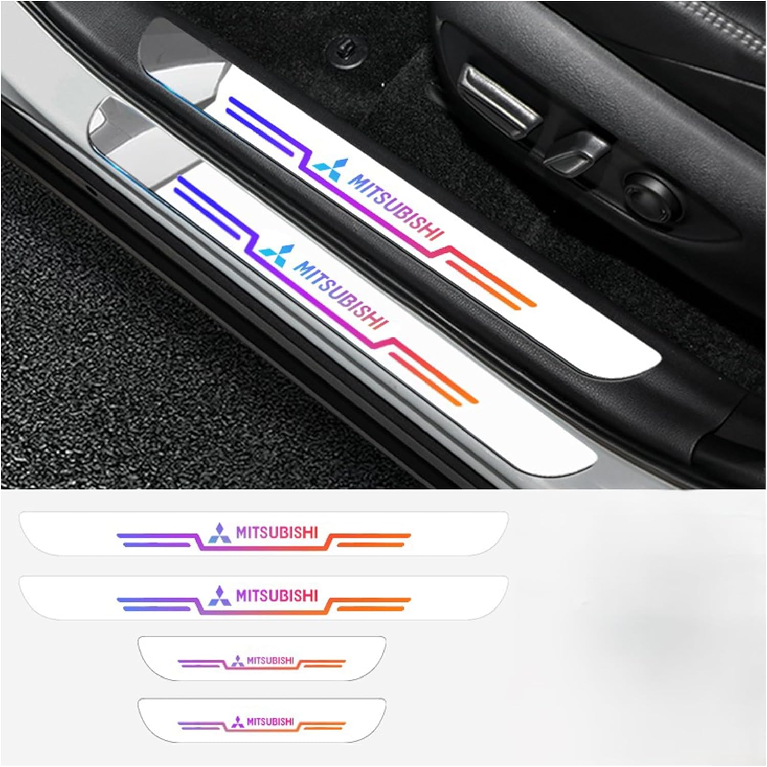 三菱 ミラージュ 2012-2025車用 サイドステップガード アクリル素材 車用ドアモール スカッフプレート ３６０&deg;全面保護 傷