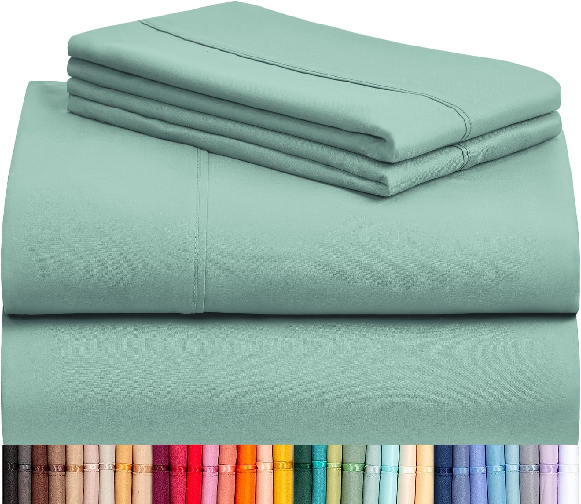 LuxClub 6 PC Sheet Set Bamboo Sheets Deep Pockets 18" Eco Friendly Wrinkle Free Sheets Hypoallergenic Anti-Bacteria Machine Washable Hotel Bedding Silky Soft - Light Teal Full
