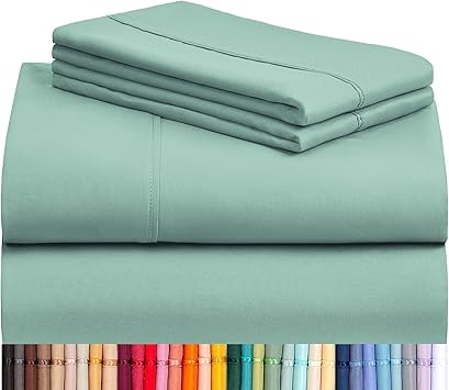LuxClub 6 PC King Sheet Set, Breathable Luxury Bed Sheets, Deep Pockets 18" Wrinkle Free Cooling Bed Sheets Machine Washable Hotel Bedding Silky Soft - Light Teal King