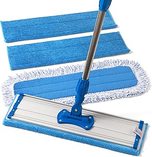 Zflow 18" Professional Microfiber Mop - Commercial Stainless Steel Handle with Microfiber Dust Pad + 3 Wet Pads