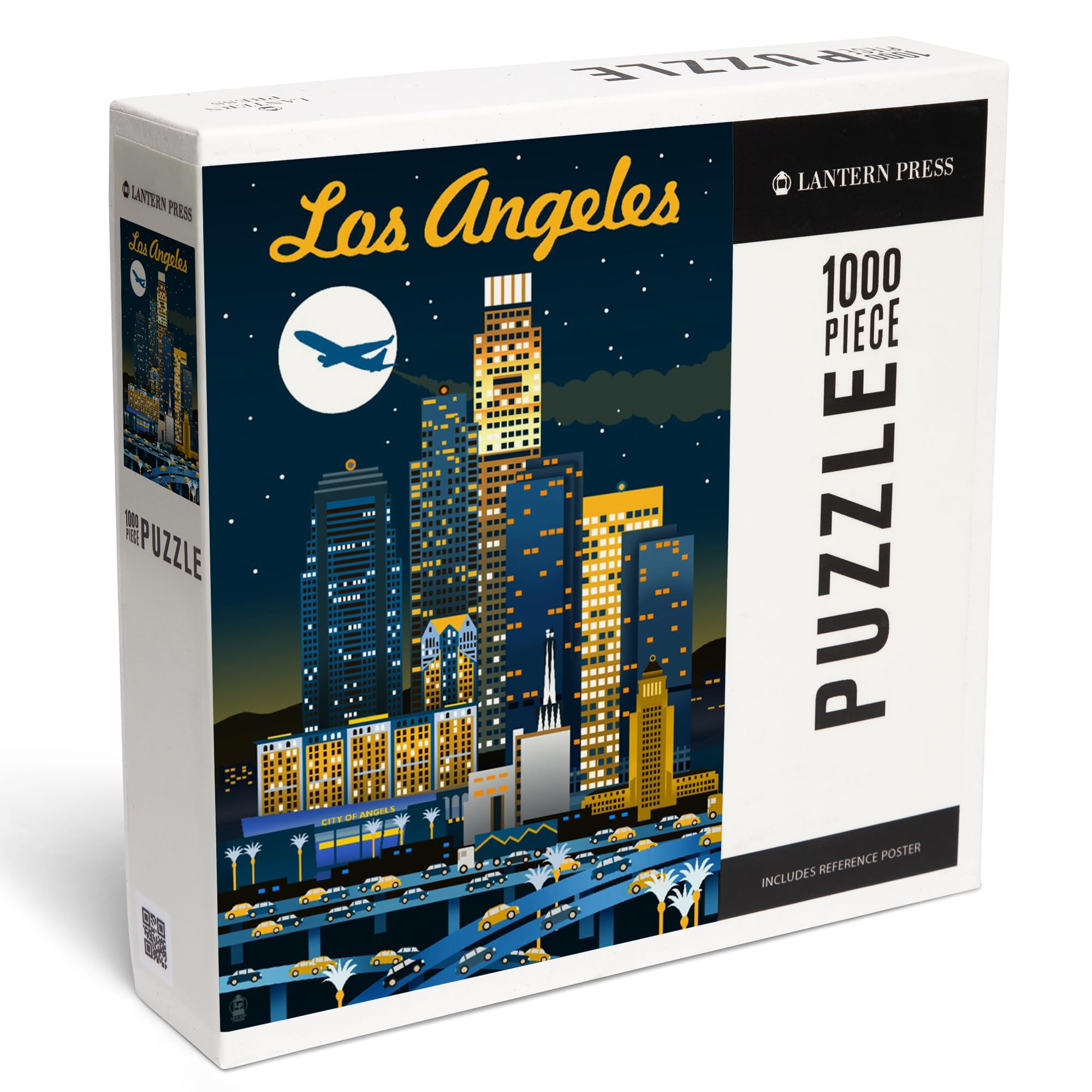 Lantern Press Los Angeles, Retro Skyline Series, Dark 1000 Piece Jigsaw Puzzle for Adults, Made in USA with Reference Poster