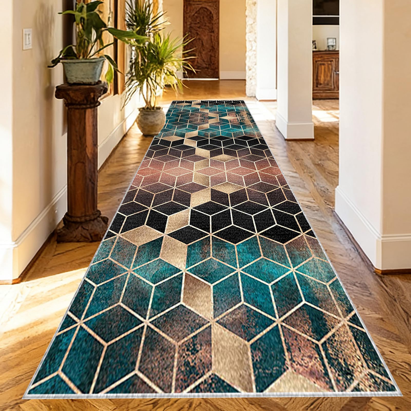 Washable Runner Rugs for Hallway Kitchen Carpet Runners Non Slip Hall Runner Rugs Long Hallway Rug Carpet Floor Mat for Hallway Entryway Laundry Room Living Room Area Rug Narrow Rugs 120 x 240 cm