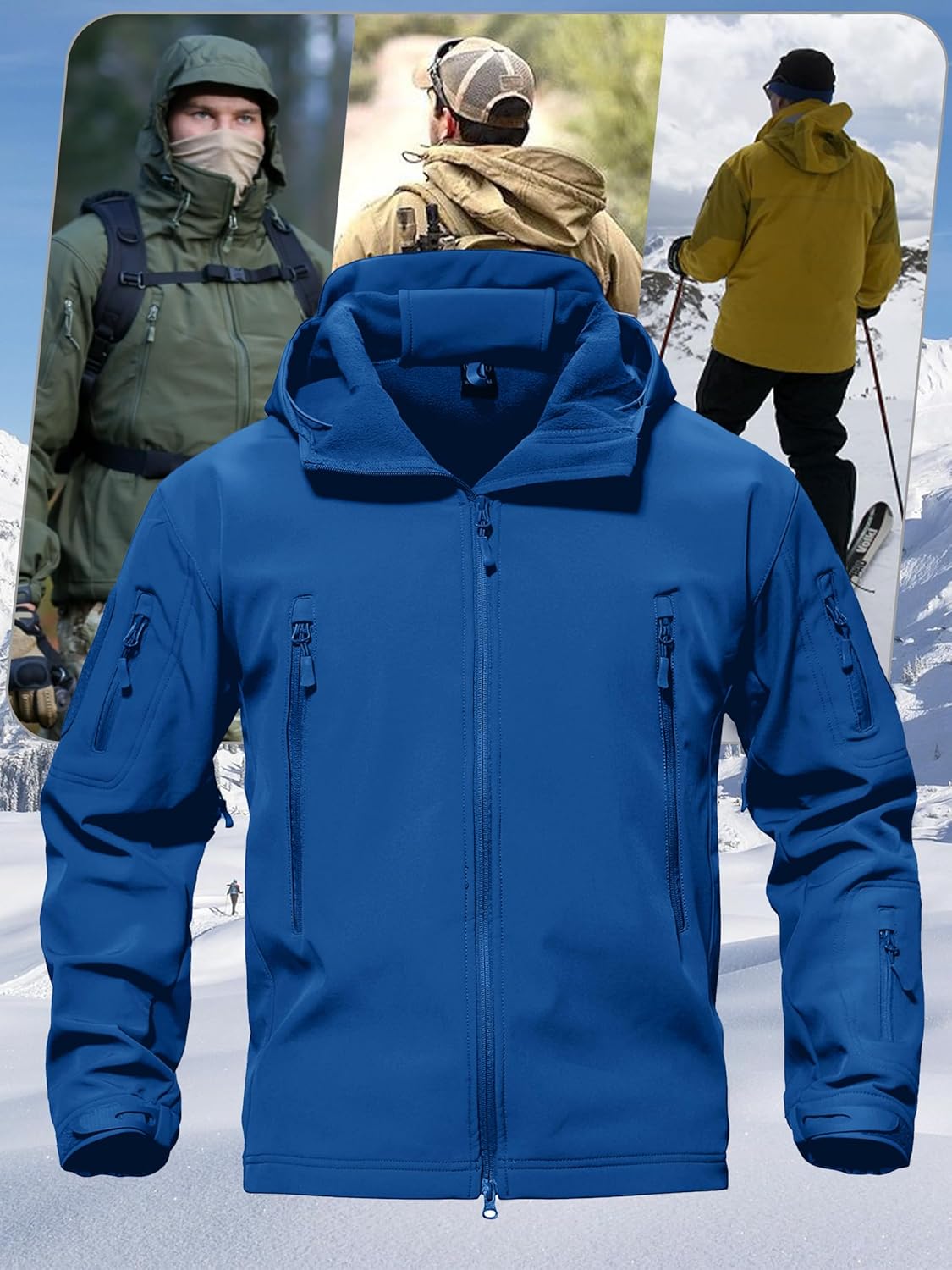 TACVASEN Men's Special Ops Military Tactical Soft Shell Winter Warm Fleece Lined Jacket Rain Hood Coat Hiking Snowboard - Image 2