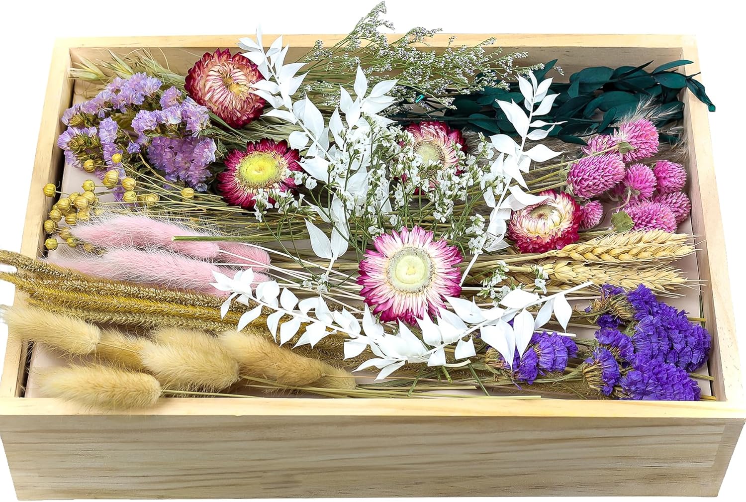 Set de flores secas para jarrones y arreglos (Rosa)