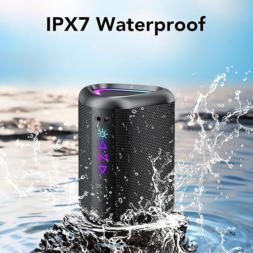 Miniatura 7 de aowoka Altavoz Bluetooth, altavoces inalámbricos portátiles 2025 con luz LED, Bluetooth 5.4, tiempo de reproducción de 24 horas, graves mejorados,