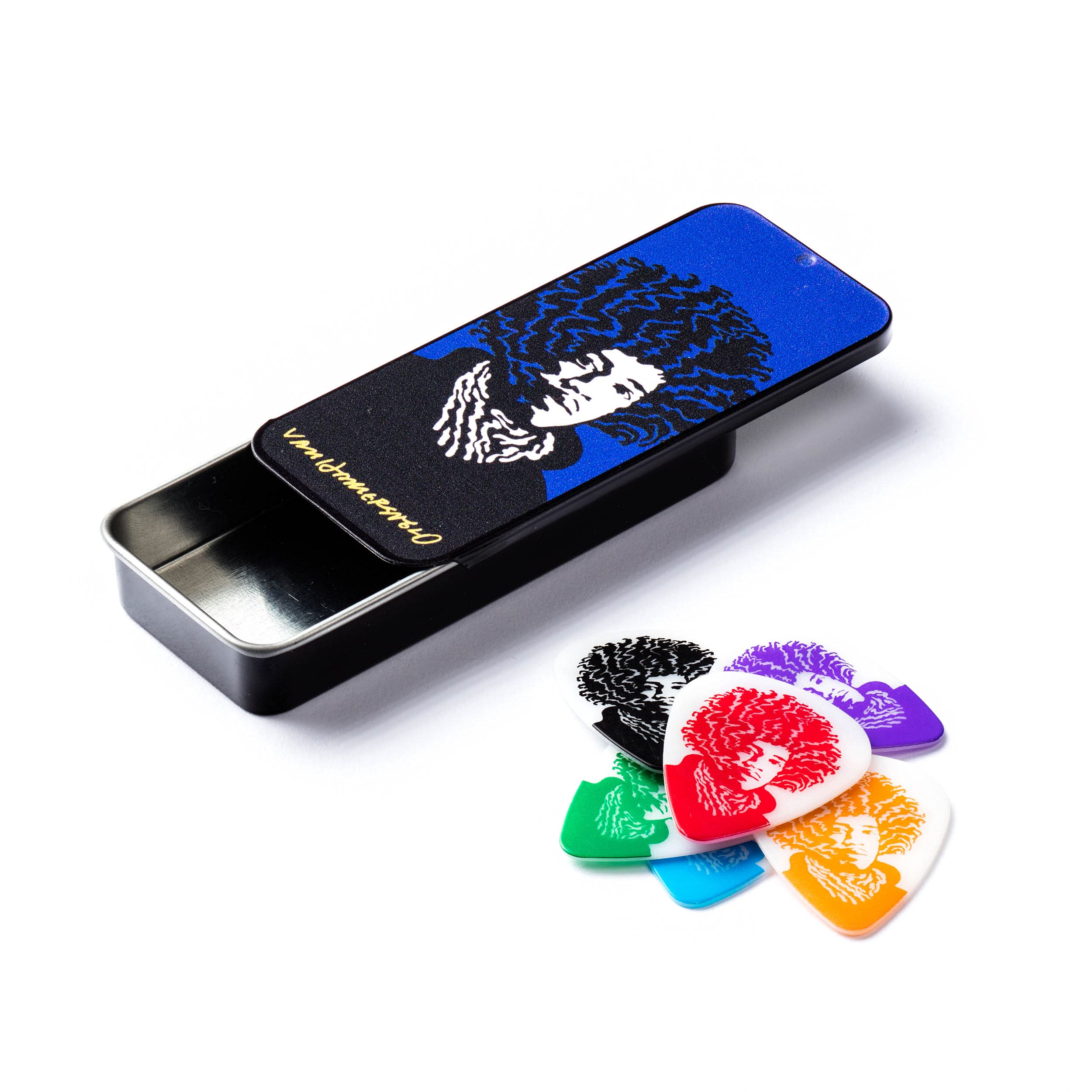 Jim Dunlop JVHPT03M John Van Hamersveld Jimi Face Medium Pick Tin