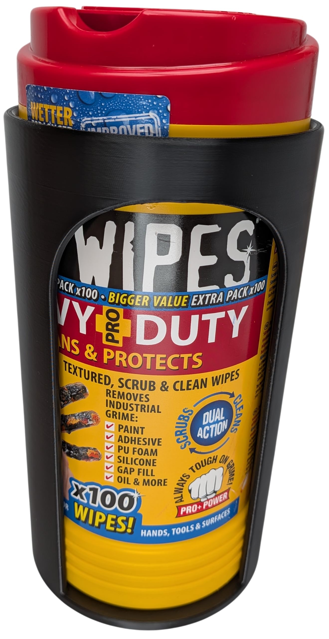 Wipes Tub Holder Compatible with Big Wipes Heavy-Duty Tubs – Wall or Van Mount (Black)