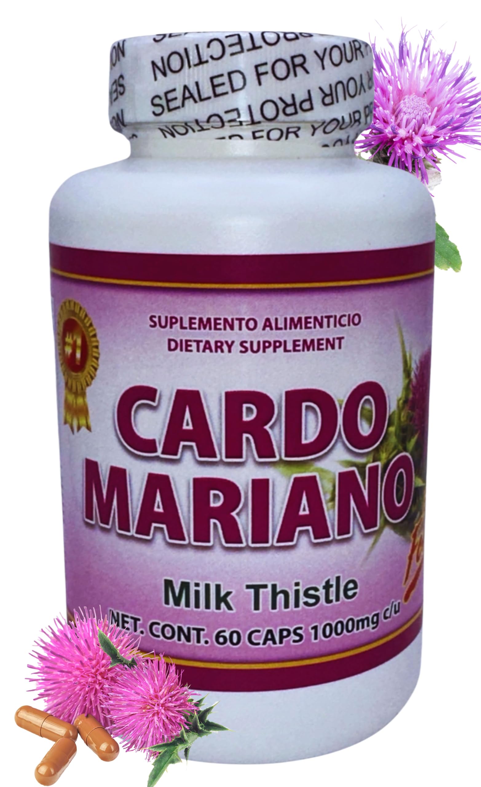 Cardo Mariano 60 caps 1000 mg c/u (Milk Thistle) - Herbal Dietary Supplement | Extra Forte