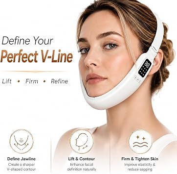 Electric Double Chin Device and V-Face Machine with 8 Modes and 15 Gear Adjustable Intensities - Intelligent Double Chin Machine for V-face