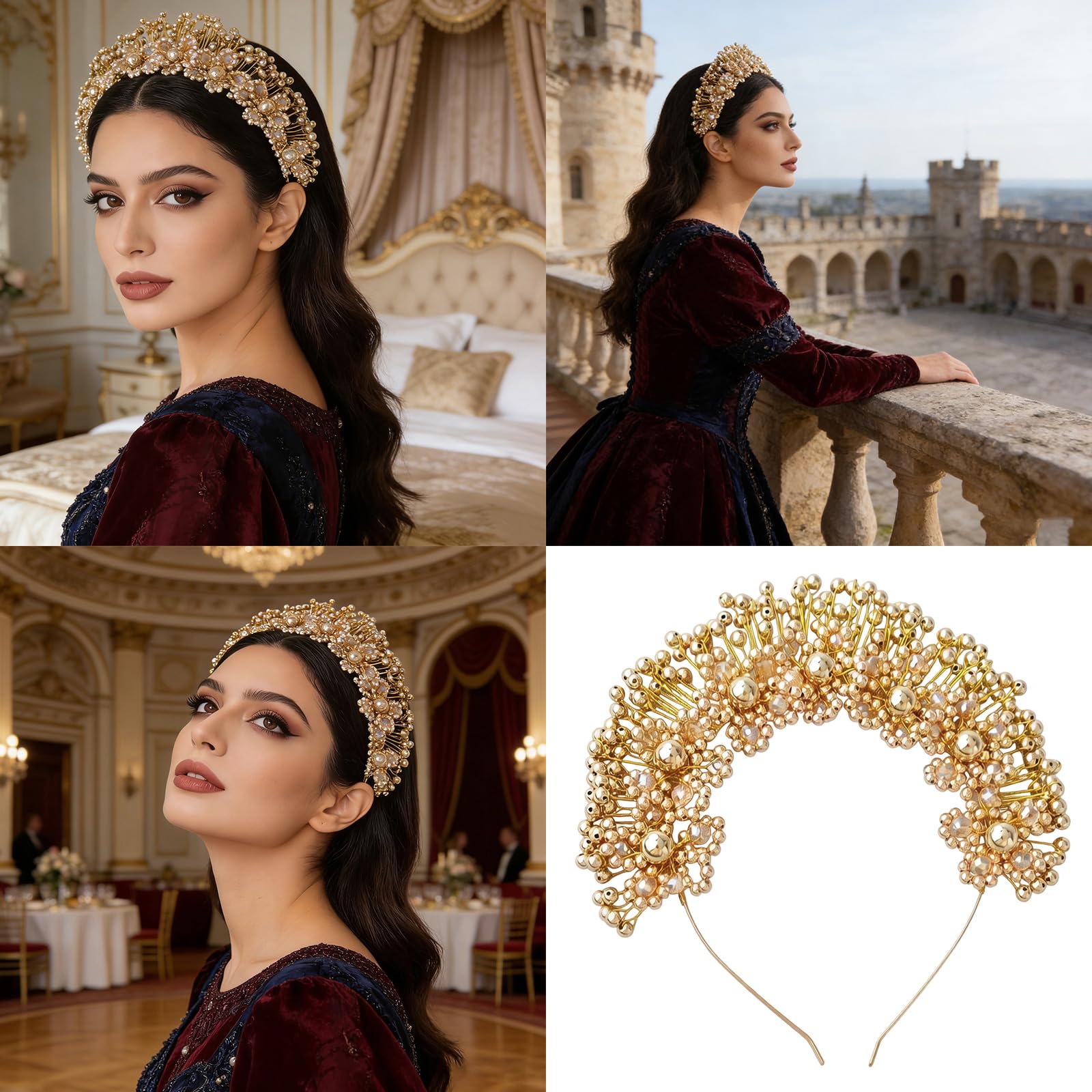 Fascia per capelli da sposa in perle, lega, per servizi fotografici matrimonio Fascia per capelli da sposa