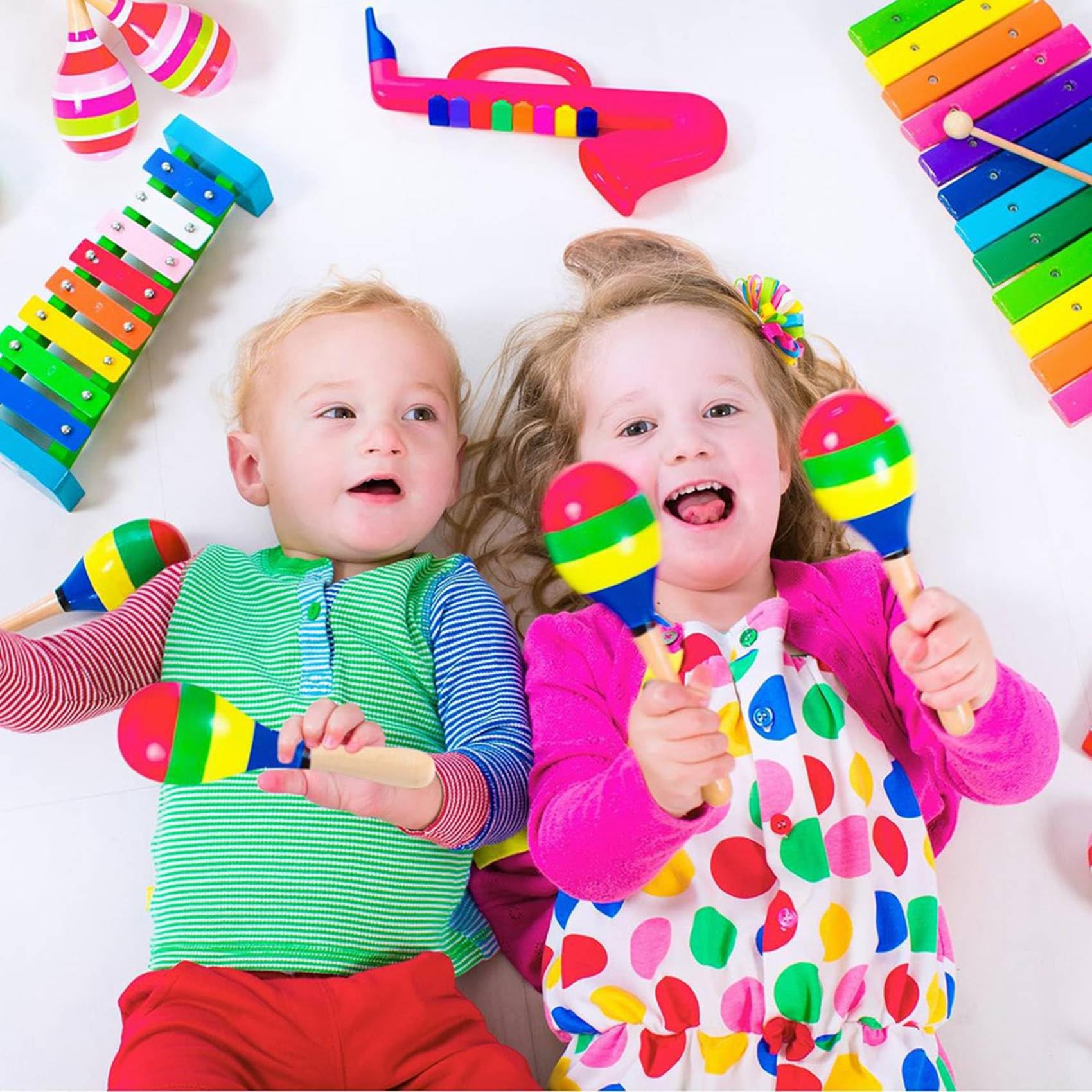 40 Maracas de Madera para Niños, Mini Maracas para Fiestas Mexicanas con 12 Bolígrafos Multicolores, Fiesta
