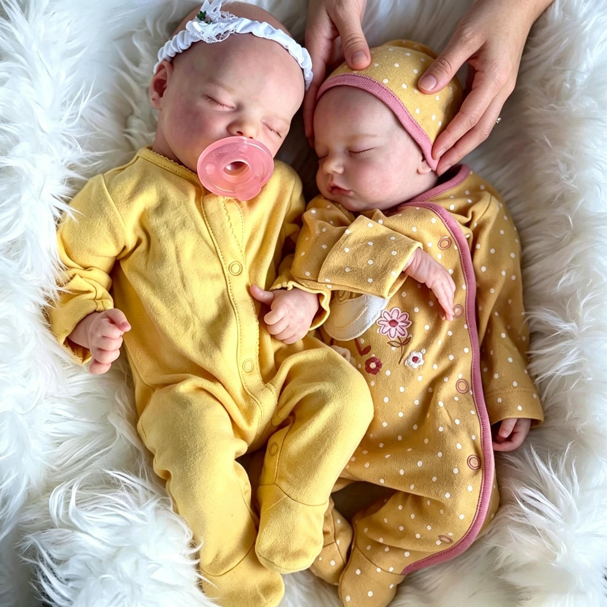 RXDOLL Bambole Reborn Baby in Silicone Full Body Vinile Twins Girls 45,7 cm Realistico Baby Doll Impermeabile Full Silicone Bambole Che Sembrano Reali Neonate Ragazze Giocattolo per Regali di Natale