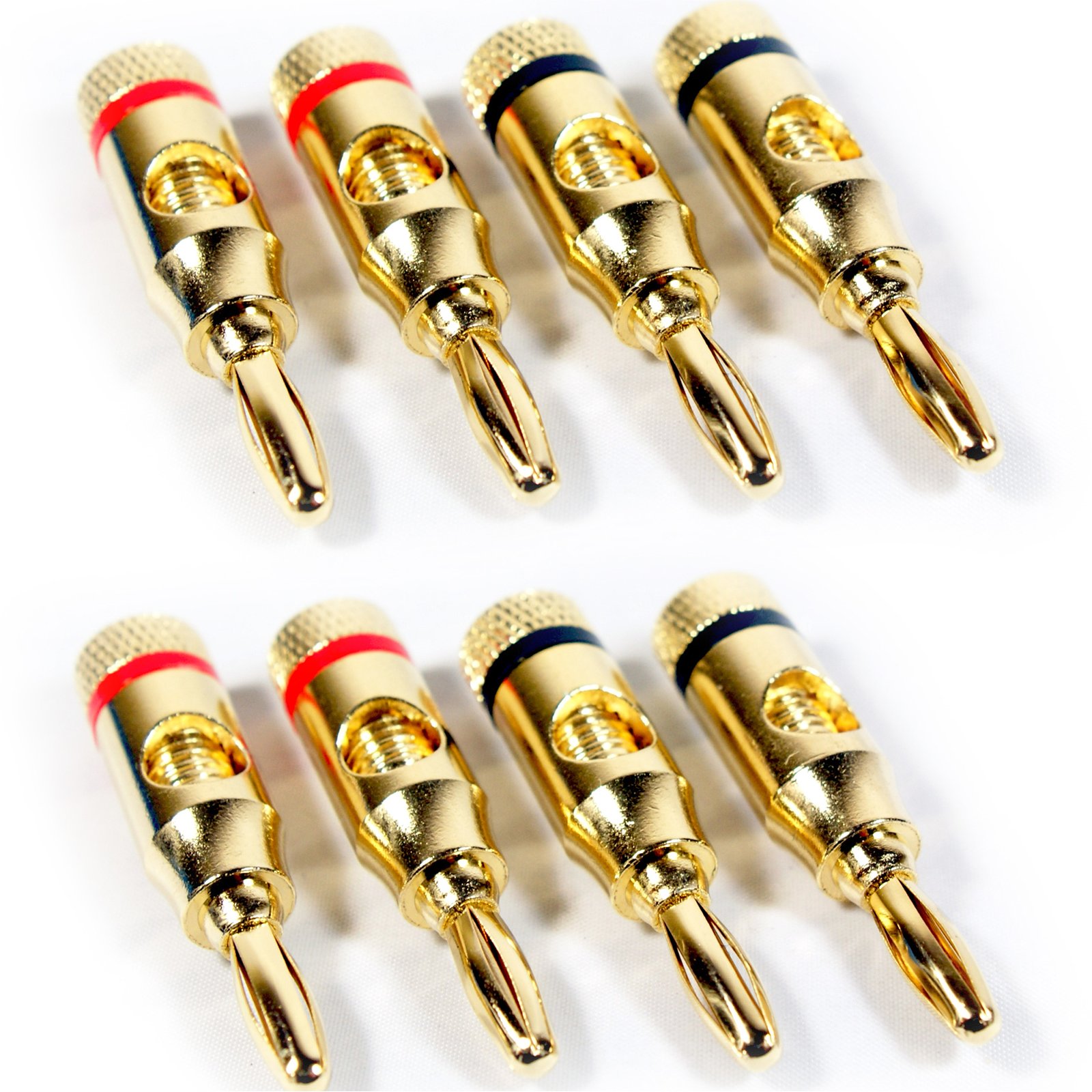 12 x Premium – 4 mm Banana Plugs – 24 K vergoldet – Lautsprecher Kabel/AMP HiFi Steckern – Cablefinder